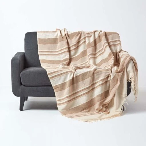 Cotton Morocco Striped Beige Throw -Best Homeware Store 01 sf1164a morocco beige throw 1