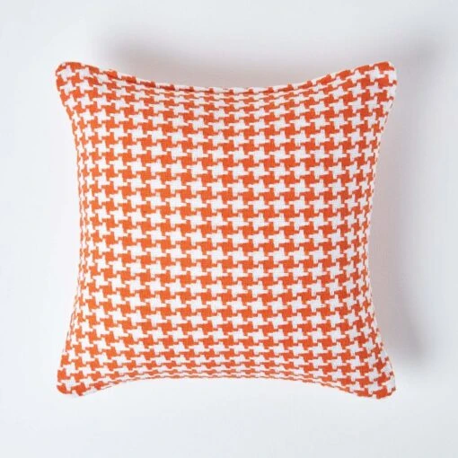 Houndstooth 100% Cotton Cushion Cover Orange, 60 X 60 Cm -Best Homeware Store 01 sf1318 houndstooth orange cushion cover 2