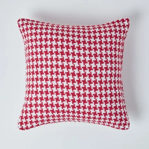 Houndstooth 100% Cotton Cushion Cover Red, 60 X 60 Cm -Best Homeware Store 01 sf1321 houndstooth red cushion cover 2