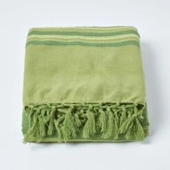 Cotton Morocco Striped Green Throw, 255 X 360 Cm -Best Homeware Store 02 sf1166a morocco green throw