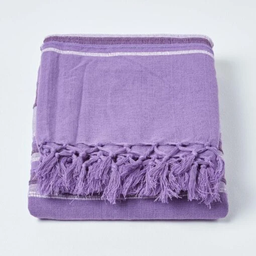 Cotton Morocco Striped Mauve Throw, 255 X 360 Cm -Best Homeware Store 02 sf1293a morocco mauve throw