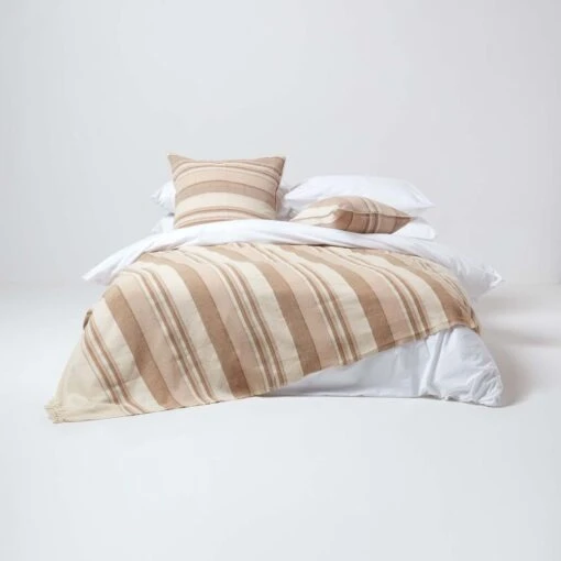 Cotton Morocco Striped Beige Throw, 255 X 360 Cm -Best Homeware Store 03 sf1164a morocco beige throw