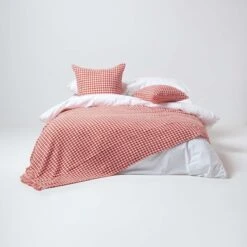 Orange Houndstooth 100% Cotton Bedspread Throw, 255cm X 360cm -Best Homeware Store 03 sf1299 houndstooth orange throw 3