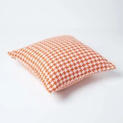 Houndstooth 100% Cotton Cushion Cover Orange, 60 X 60 Cm -Best Homeware Store 03 sf1318 houndstooth orange cushion cover 2