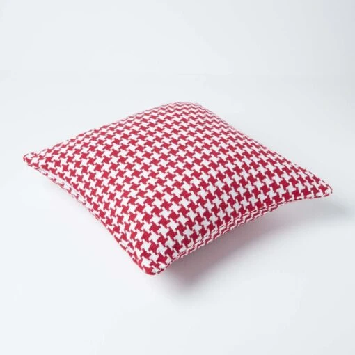 Houndstooth 100% Cotton Cushion Cover Red, 60 X 60 Cm -Best Homeware Store 03 sf1321 houndstooth red cushion cover 2