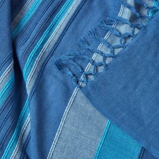 Cotton Morocco Striped Blue Throw -Best Homeware Store 05 sf1165a morocco blue throw 1