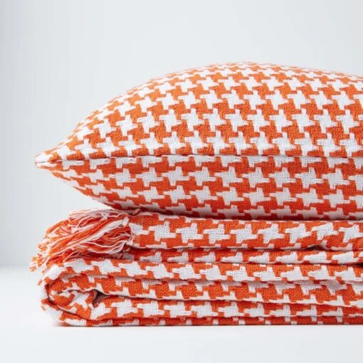 Houndstooth 100% Cotton Cushion Cover Orange, 60 X 60 Cm -Best Homeware Store 05 sf1318 houndstooth orange cushion cover 2