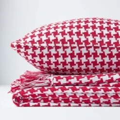 Houndstooth 100% Cotton Cushion Cover Red, 60 X 60 Cm -Best Homeware Store 05 sf1321 houndstooth red cushion cover 1 1