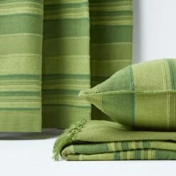 Cotton Morocco Striped Green Throw, 255 X 360 Cm -Best Homeware Store 06 sf1166a morocco green throw