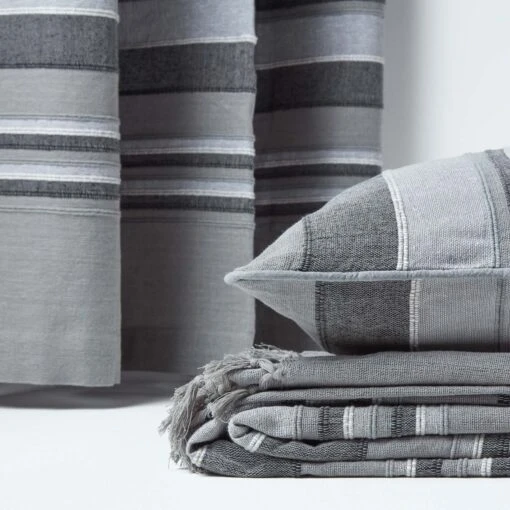 Cotton Morocco Striped Grey Throw, 255 X 360 Cm -Best Homeware Store 06 sf1292a morocco grey throw