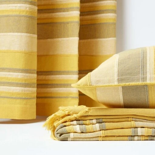 Cotton Morocco Striped Yellow Throw, 255 X 360 Cm -Best Homeware Store 06 sf1295a morocco yellow throw