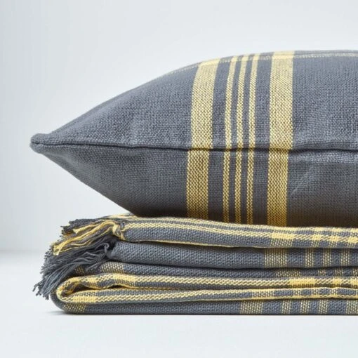 Grey & Yellow Tartan Check Sofa And Bed Throw -Best Homeware Store 06 sf1353a grey yellow tartan check throw