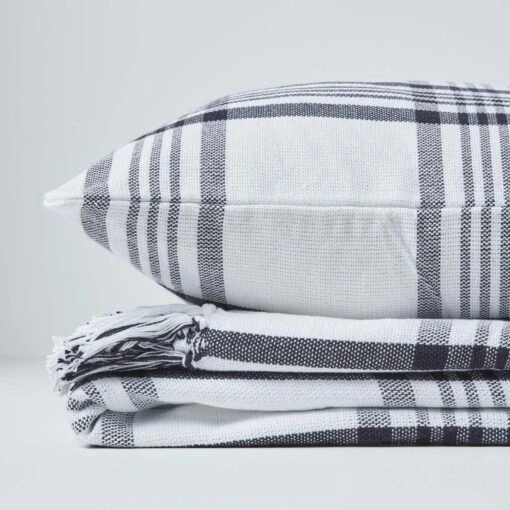 White & Black Tartan Check Sofa And Bed Throw -Best Homeware Store 06 sf1355a black white tartan check throw