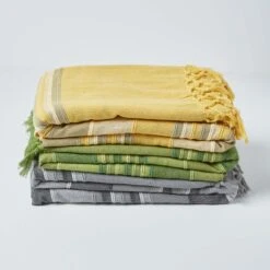 Cotton Morocco Striped Yellow Throw, 255 X 360 Cm -Best Homeware Store 07 sf1295a morocco yellow throw