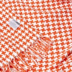 Orange Houndstooth 100% Cotton Bedspread Throw, 255cm X 360cm -Best Homeware Store 08 sf1299 houndstooth orange throw 3