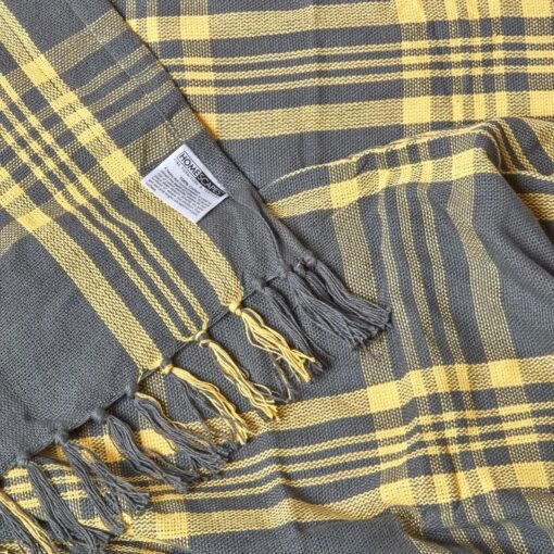 Grey & Yellow Tartan Check Sofa And Bed Throw -Best Homeware Store 08 sf1353a grey yellow tartan check throw