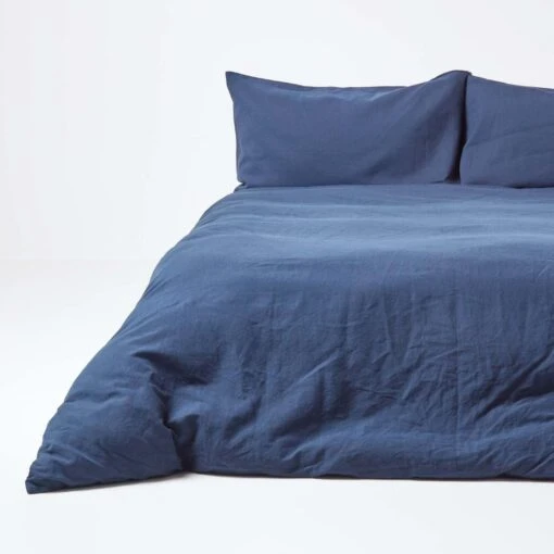 Navy Blue Linen Duvet Cover Set -Best Homeware Store 1 bl1500 navy blue linen duvet cover set