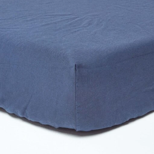 Navy Blue European Size Linen Fitted Sheet -Best Homeware Store 1 bl1505 navy blue linen fitted sheet 1 7