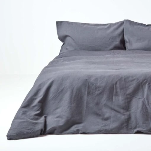 Dark Grey Linen Duvet Cover Set -Best Homeware Store 1 bl1515 dark grey linen duvet cover set