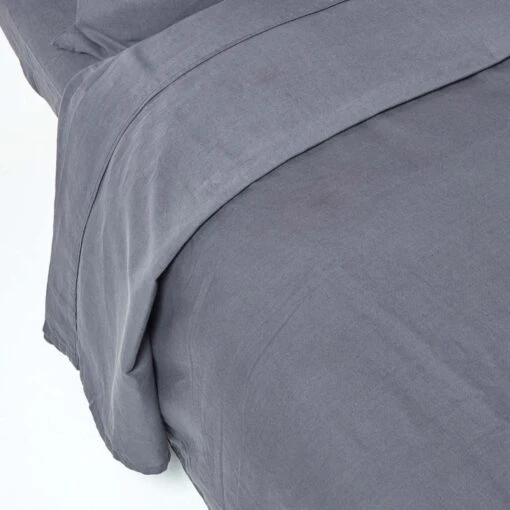 Dark Grey European Size Linen Flat Sheet -Best Homeware Store 1 bl1520 dark grey linen flat sheet 3 1