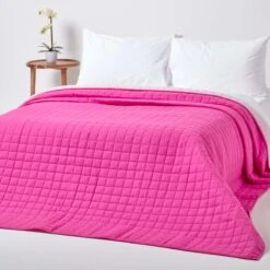 Cotton Quilted Reversible Bedspread Pink & Cerise -Best Homeware Store 1 sf1109 reversible bedspread pink cerise 3