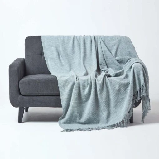 Nirvana Slub Cotton Grey Throw -Best Homeware Store 1 sf1240 nirvana slub cotton grey throw