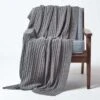 Cotton Cable Knit Grey Throw -Best Homeware Store 1 sf1377 cotton cable knit grey throw 1