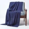 Cotton Cable Knit Navy Blue Throw -Best Homeware Store 1 sf1378 cotton cable knit throw navy blue 2