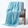 Cotton Cable Knit Pastel Blue Throw -Best Homeware Store 1 sf1595 cotton cable knit pastel blue throw 2