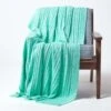 Cotton Cable Knit Pastel Green Throw -Best Homeware Store 1 sf1596 cotton cable knit pastel green throw 2