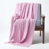 Cotton Cable Knit Pastel Pink Throw -Best Homeware Store 1 sf1597 cotton cable knit pastel pink throw 1 2