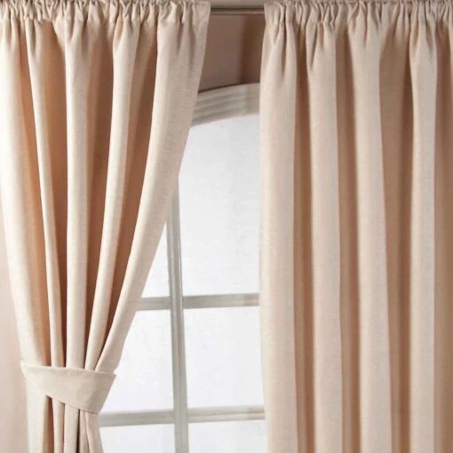 Natural Chenille Pencil Pleat Lined Curtains Pair -Best Homeware Store 14 chenille pencil pleat curtain 46 x 72 inches natural