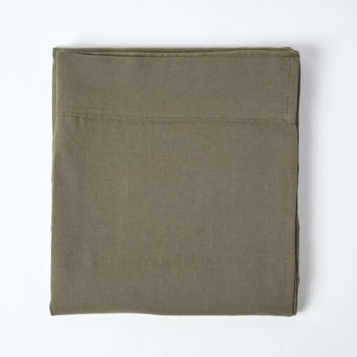 Khaki Green Linen Flat Sheet -Best Homeware Store 2 bl1253 khaki green linen flat sheet