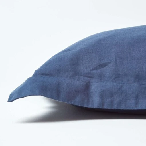 Navy Blue Linen Oxford Pillowcase, King -Best Homeware Store 2 bl1503 navy blue linen oxford pillowcase standard 1