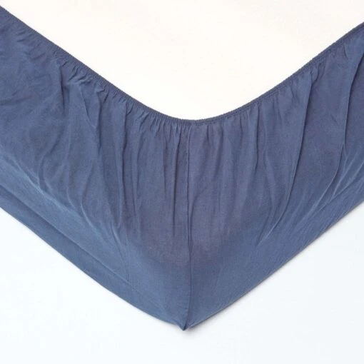 Navy Blue Linen Fitted Sheet -Best Homeware Store 2 bl1505 navy blue linen fitted sheet