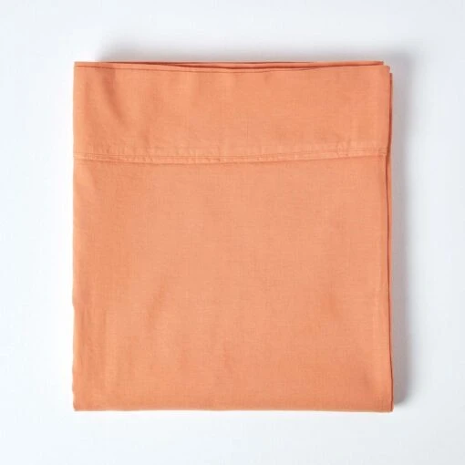 Burnt Orange Linen Flat Sheet -Best Homeware Store 2 bl1535 burnt orange linen flat sheet