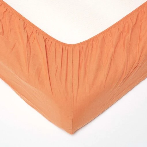 Burnt Orange Linen Fitted Sheet -Best Homeware Store 2 bl1536 burnt orange linen fitted sheet