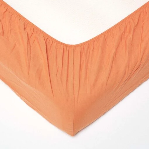 Burnt Orange Linen Deep Fitted Sheet -Best Homeware Store 2 bl1536 burnt orange linen fitted sheet 3 1