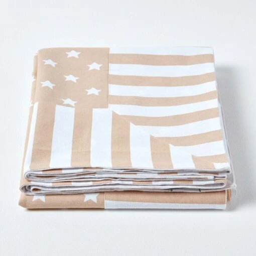 Cotton Stars And Stripes Decorative Beige Sofa Throw -Best Homeware Store 2 kt1533 stars and stripes decorative beige throw