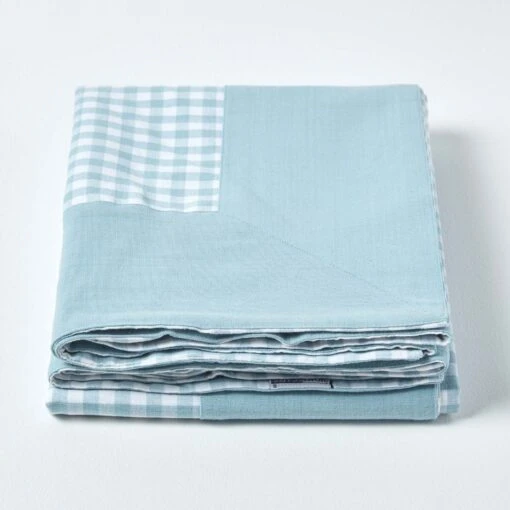 Cotton Gingham Check Blue Throw, 150 X 200 Cm -Best Homeware Store 2 sf1161a cotton gingham check blue throw 2