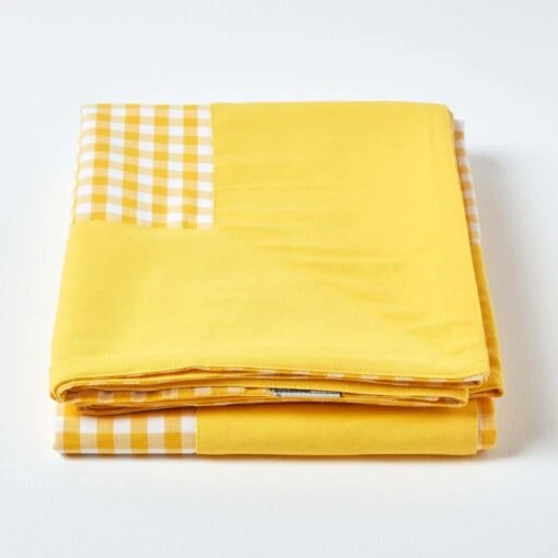 Cotton Gingham Check Yellow Throw, 150 X 200 Cm -Best Homeware Store 2 sf1163a cotton gingham check yellow throw