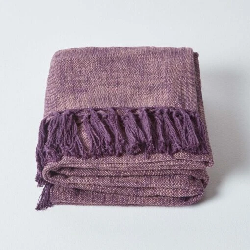 Nirvana Slub Cotton Mauve Throw -Best Homeware Store 2 sf1242 nirvana slub cotton mauve throw