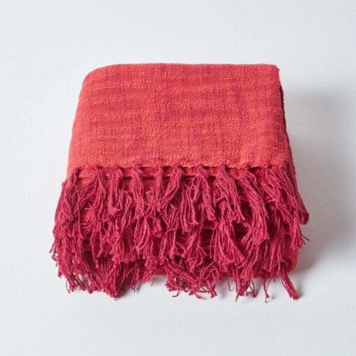 Nirvana Slub Cotton Orange Throw -Best Homeware Store 2 sf1244 nirvana slub cotton orange throw