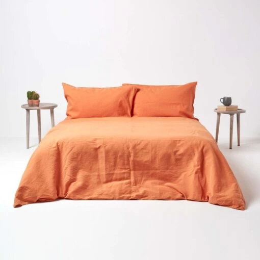 Burnt Orange Linen Duvet Cover Set -Best Homeware Store 3 bl1531 burnt orange linen duvet cover set