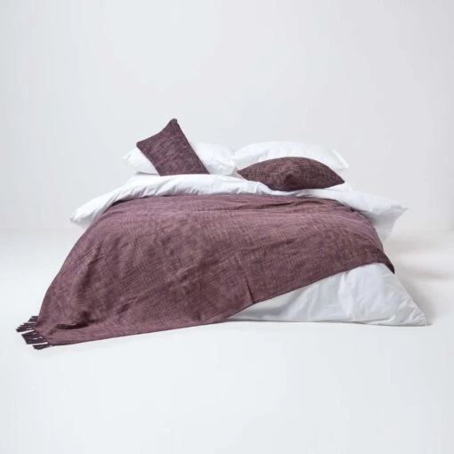 Nirvana Slub Cotton Mauve Throw -Best Homeware Store 3 sf1242 nirvana slub cotton mauve throw