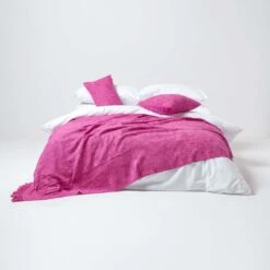 Nirvana Slub Cotton Pink Throw -Best Homeware Store 3 sf1245 nirvana slub cotton pink throw