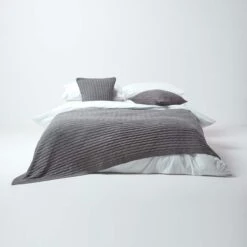 Cotton Cable Knit Grey Throw -Best Homeware Store 3 sf1377 cotton cable knit grey throw copy 30114401 1