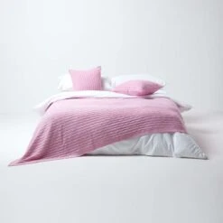 Cotton Cable Knit Pastel Pink Throw -Best Homeware Store 3 sf1597 cotton cable knit pastel pink throw 3