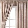 Latte Velvet Jacquard Pencil Pleat Lined Curtain Pair -Best Homeware Store 38 velvet jacquard pencil pleat curtain 46 x 72 inches latte