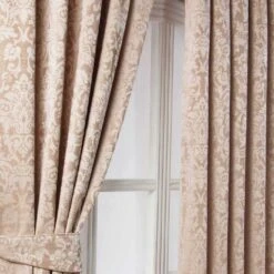 Latte Velvet Jacquard Pencil Pleat Lined Curtain Pair -Best Homeware Store 39 velvet jacquard pencil pleat curtain 46 x 72 inches latte